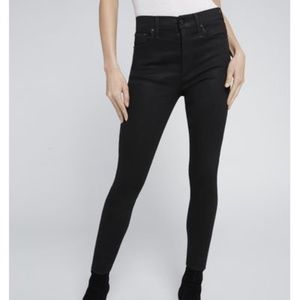 Alice + Olivia Good High Rise Black-coated Skinny